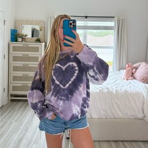Urban Outfitters Purple Tie-Dye Heart Sweatshirt
